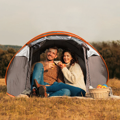 Camping tent 4-6 person pop up folded compactly in carry bag