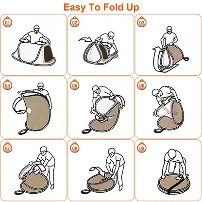 Camping tent 4-6 person pop up showing taped floor seams for waterproofing