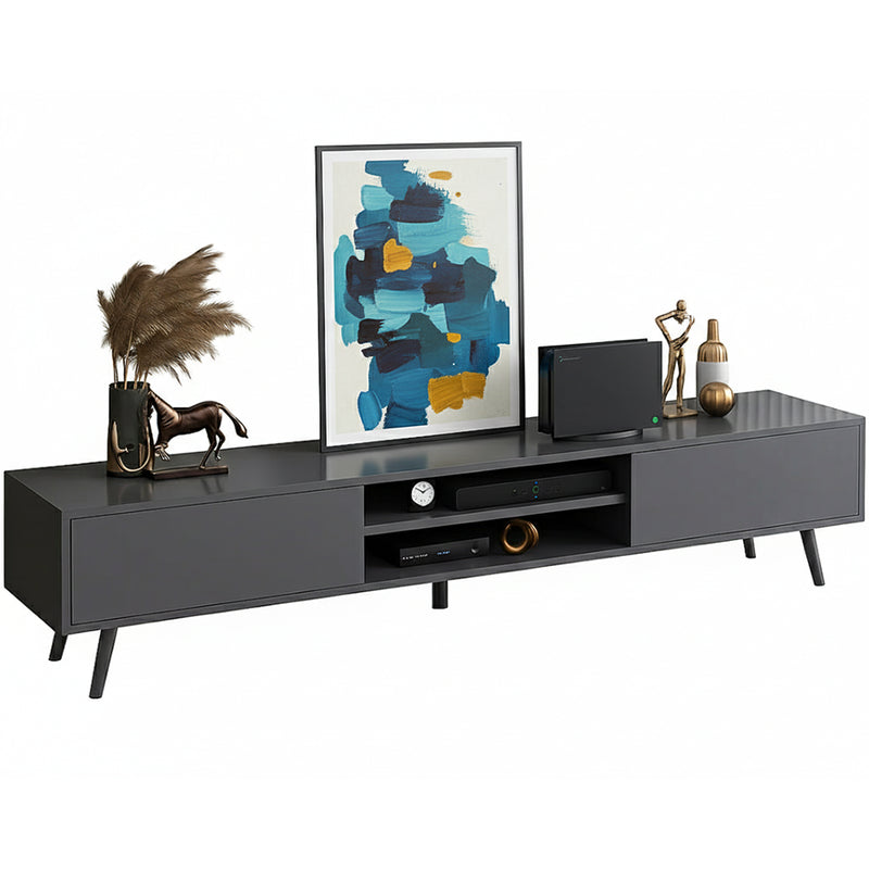 Entertainment Unit TV Stand front view in grey wood finish