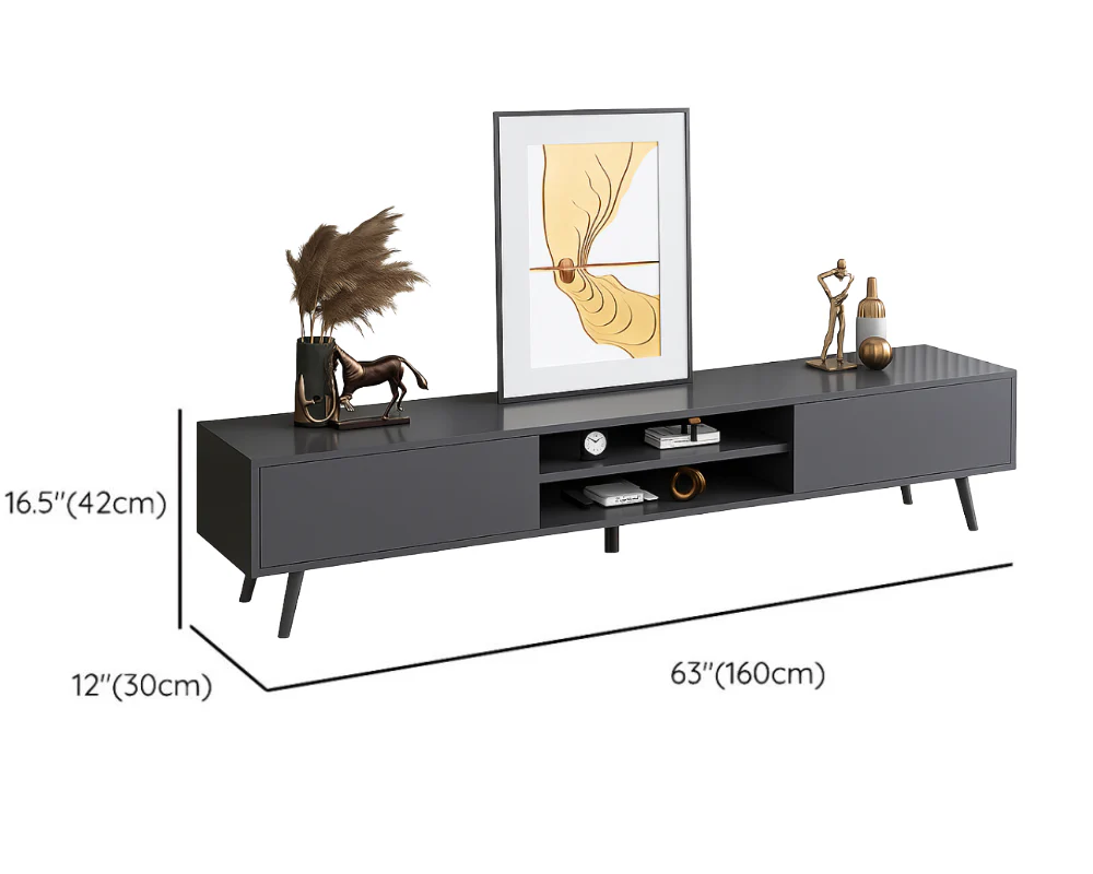 Dual storage cabinets on Entertainment Unit TV Stand closed