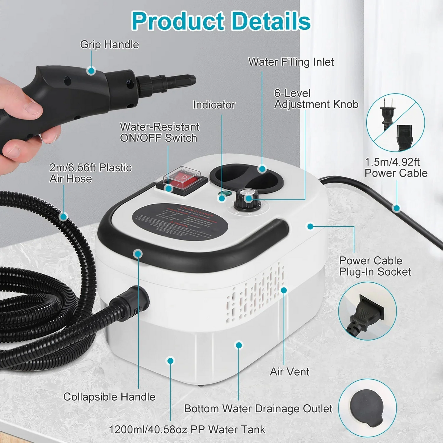 2500W Steam Cleaner High Temperature Pressurized