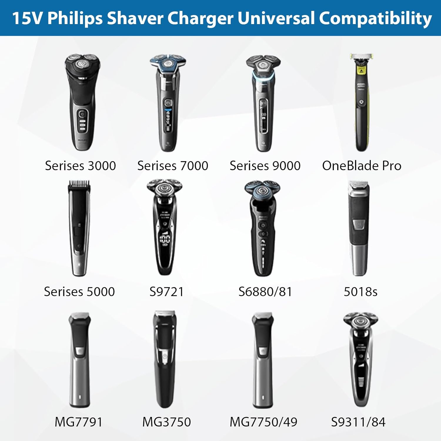 USB charger cable for Philips shaver lying flat on white surface