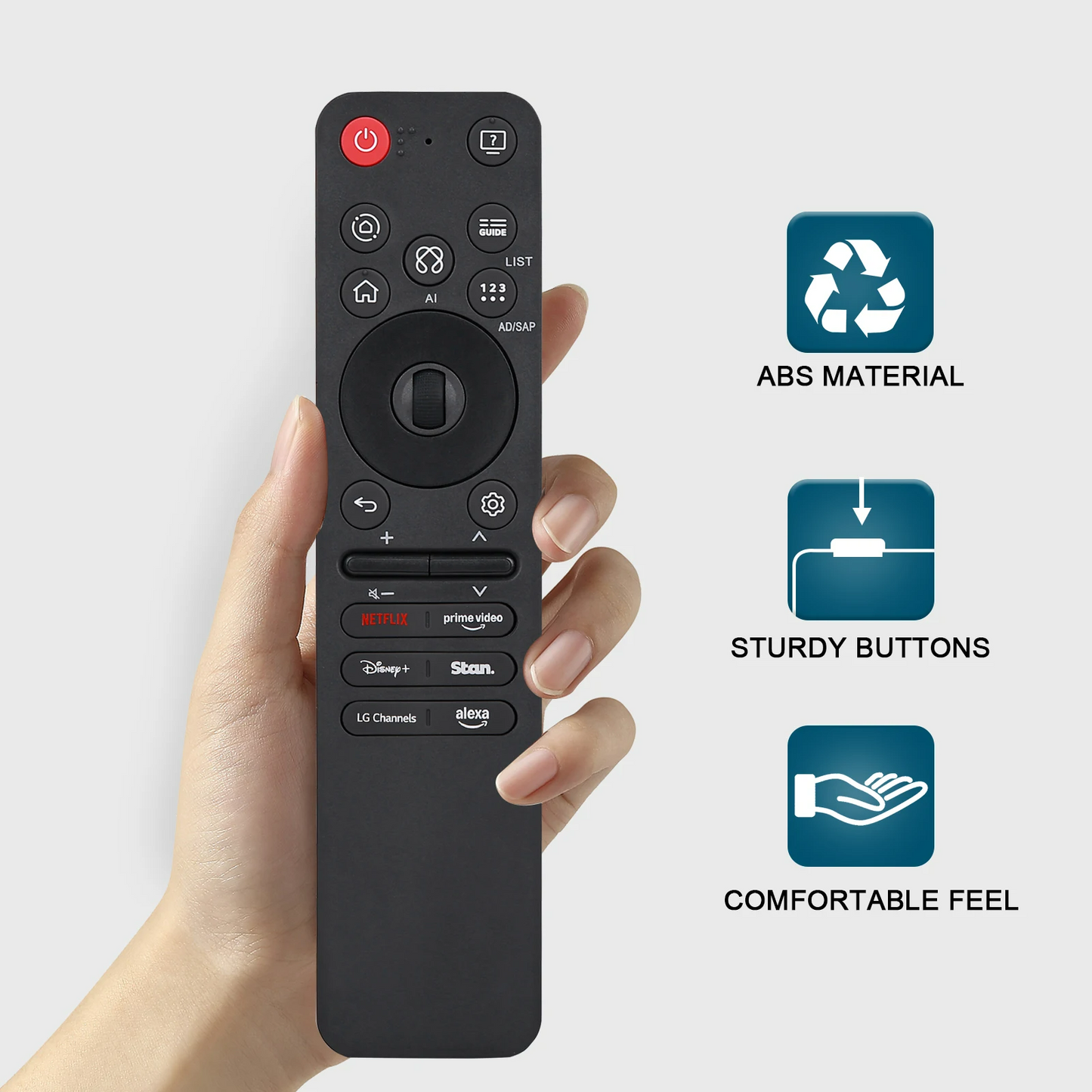 Top angle of LG TV Remote MR25GA showing button layout