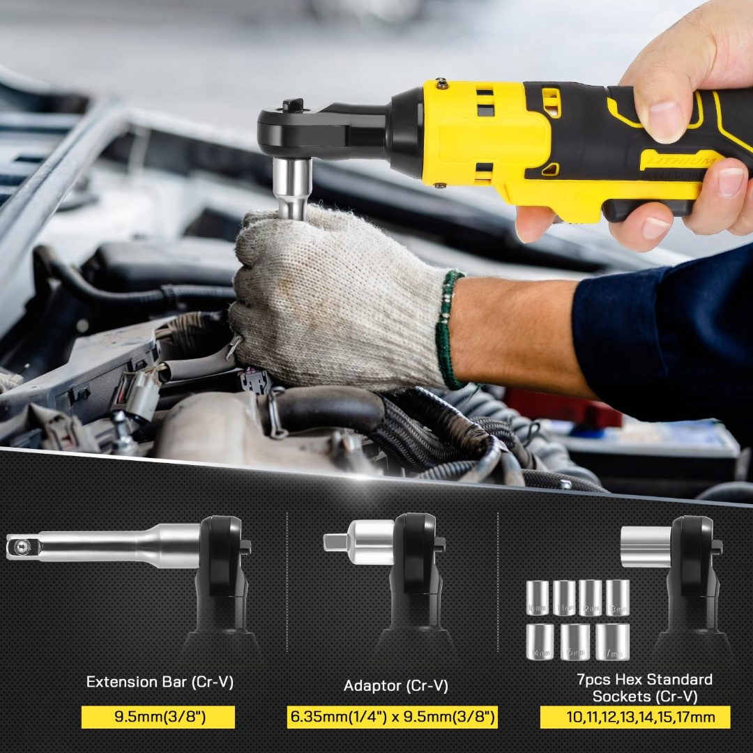 Electric wrench battery pack attached for cordless operation