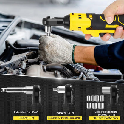Electric wrench battery pack attached for cordless operation