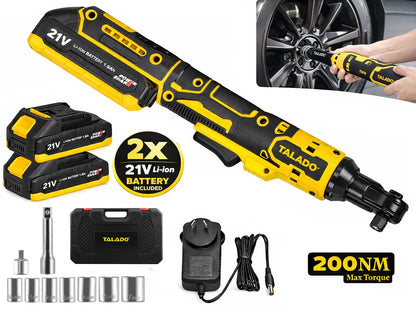 Carrying case open with electric wrench and accessories inside