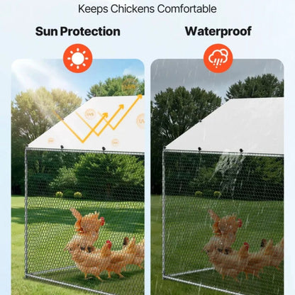 Chicken coop installed on grass ground outdoors