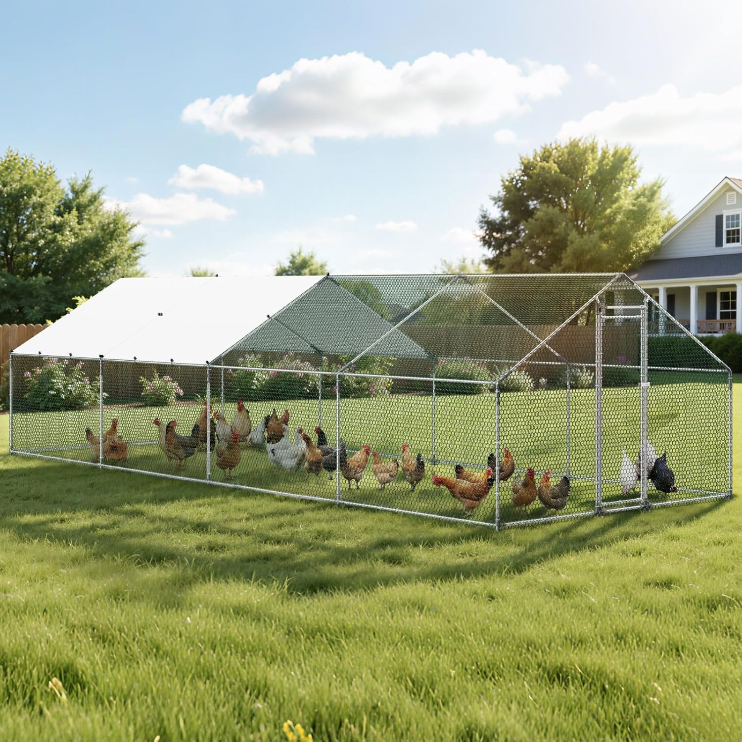 Interior of chicken coop showing spacious outdoor area