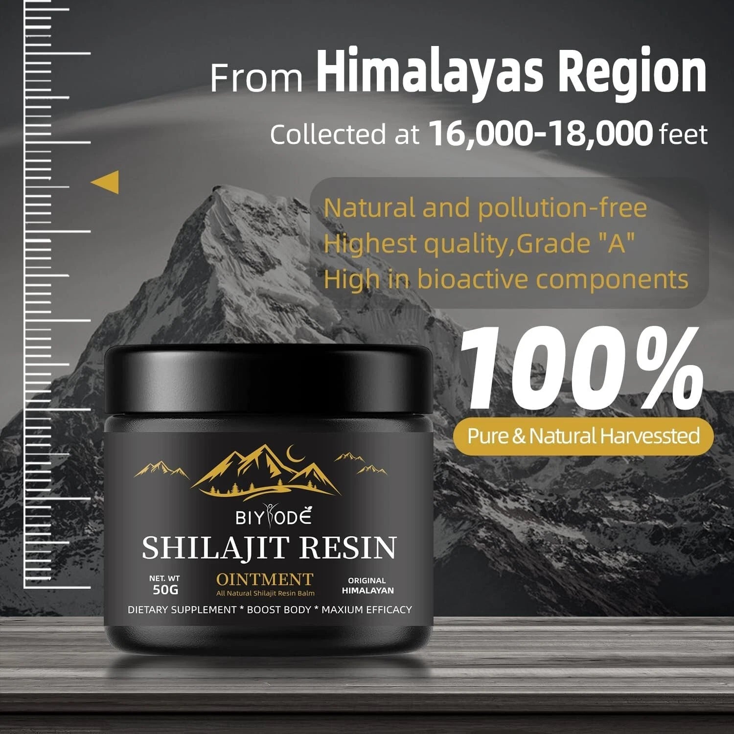 Organic Shilajit Resin spoon measuring 250mg dose