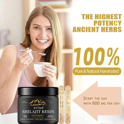 Organic Shilajit Resin used dissolved in warm water