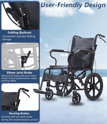 Portable Wheelchair Foldable Wheel Chair 16 Inch