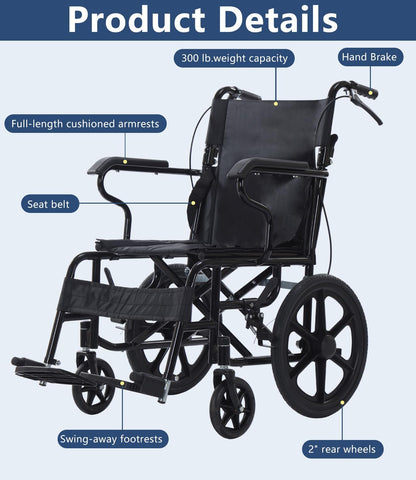 Portable Wheelchair Foldable Wheel Chair 16 Inch