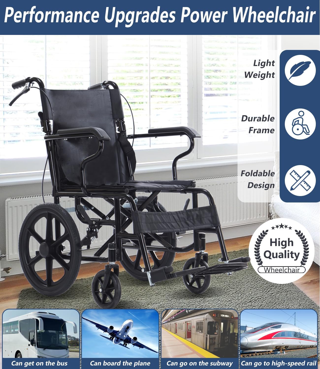 Portable Wheelchair Foldable Wheel Chair 16 Inch