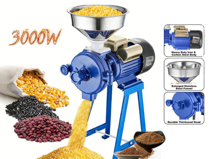 3000W Electric Grain Grinder Corn Wheat Flour Cereal Mill Wet & Dry