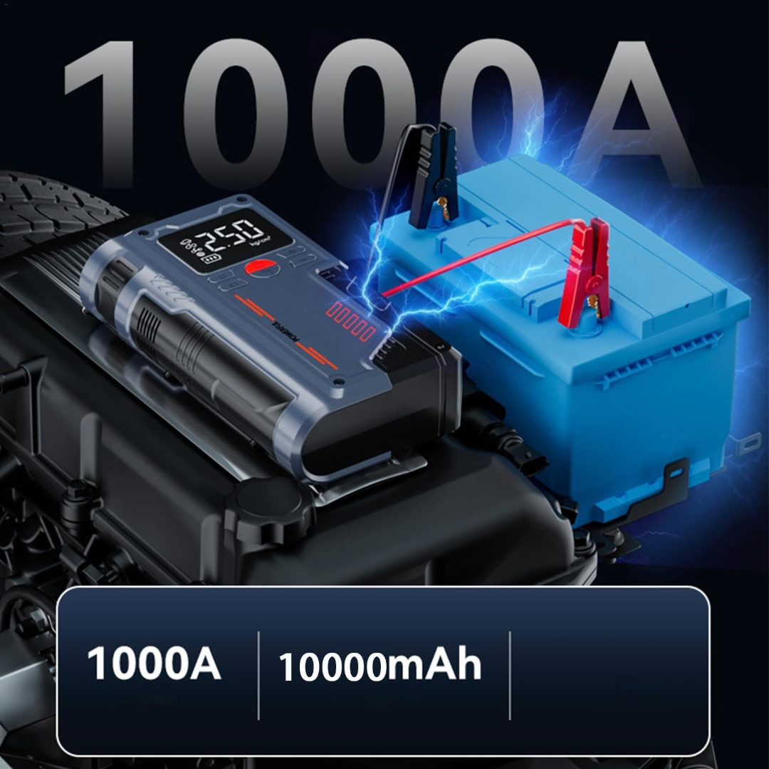 Portable Jump Starter with Air Compressor and Power Bank 10000mAh