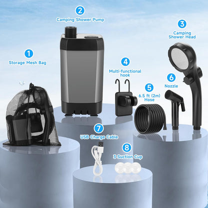 Portable Shower Kit Camping Shower Kit with Bucket