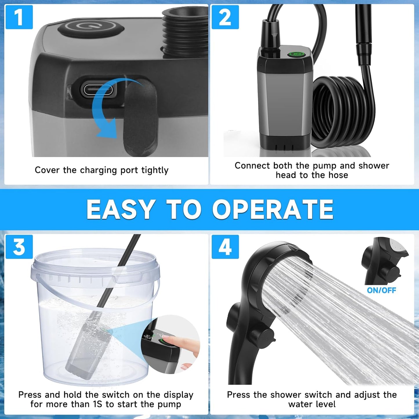 Portable Shower Kit Camping Shower Kit with Bucket