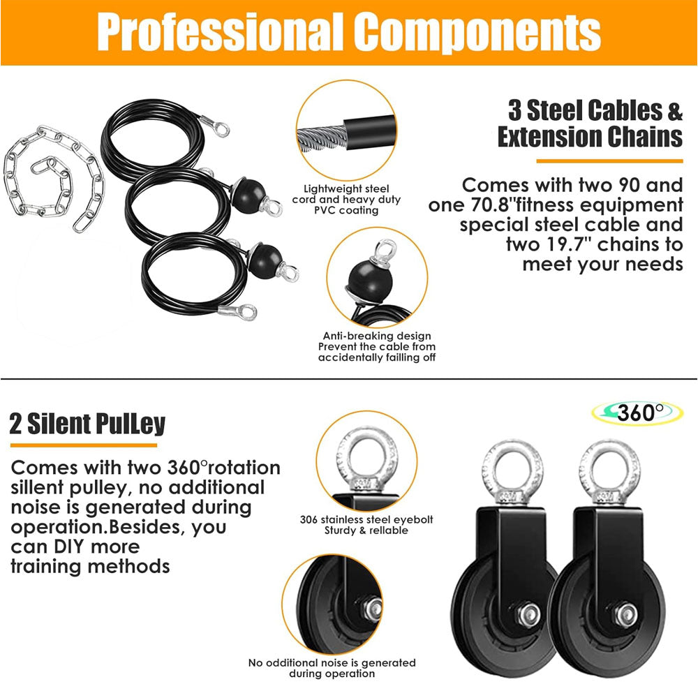 Home Gym Fitness Pulley Cable System Set