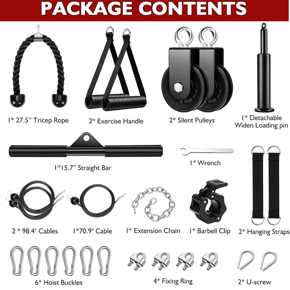 Home Gym Fitness Pulley Cable System Set