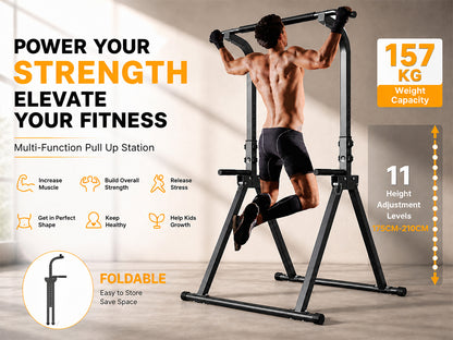 Free Standing Dip Station Power Tower Pull Up Bar Foldable