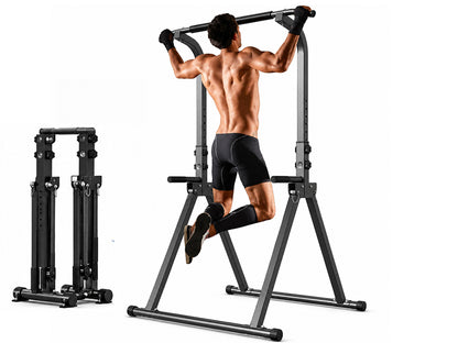 Free Standing Dip Station Power Tower Pull Up Bar Foldable