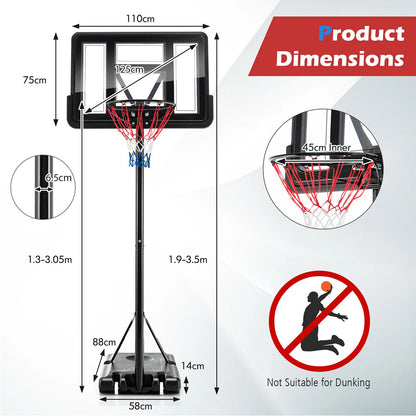 Height Adjustable Portable Basketball Hoop Stand