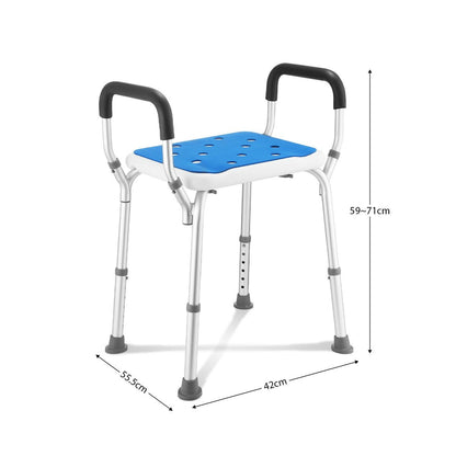 Adjustable Shower Chair Seat Bath Stool with Padded Armrests