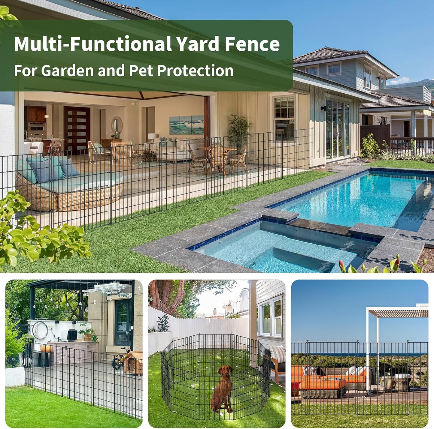 10 Pack Metal Garden Barrier Fence Animal Fence Panels,Garden Border