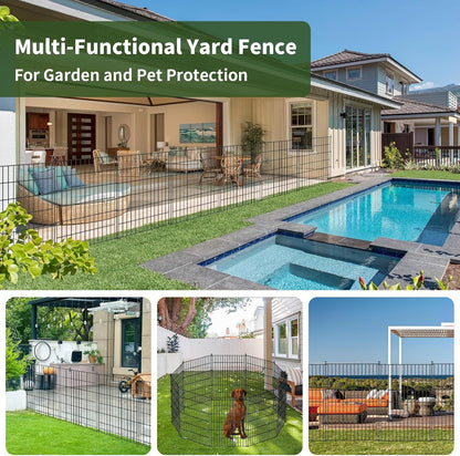 10 Pack Metal Garden Barrier Fence Animal Fence Panels,Garden Border