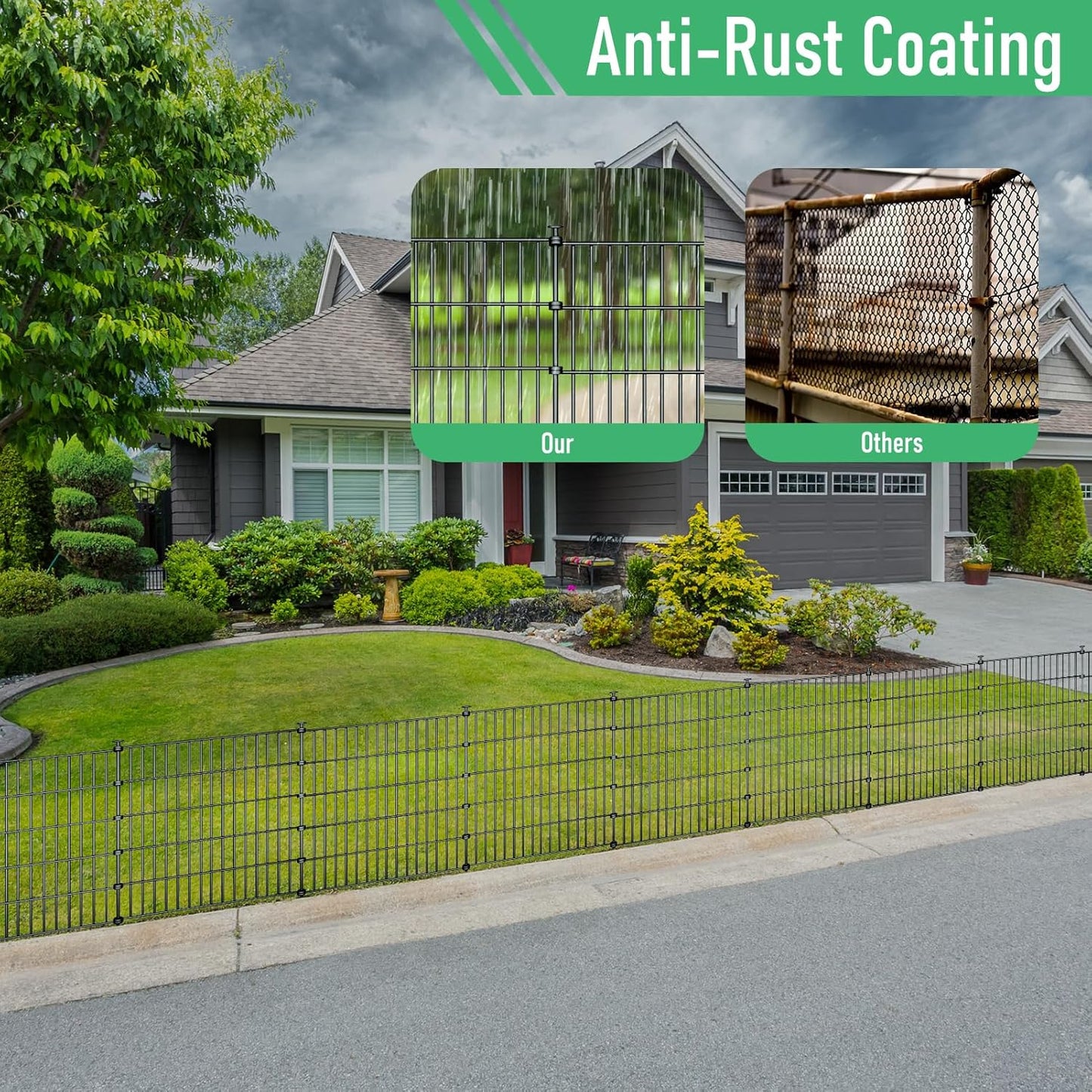 10 Pack Metal Garden Barrier Fence Animal Fence Panels,Garden Border