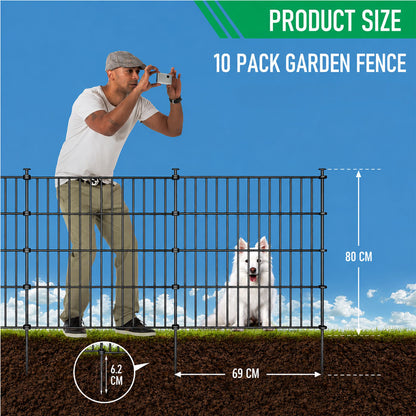 10 Pack Metal Garden Barrier Fence Animal Fence Panels,Garden Border