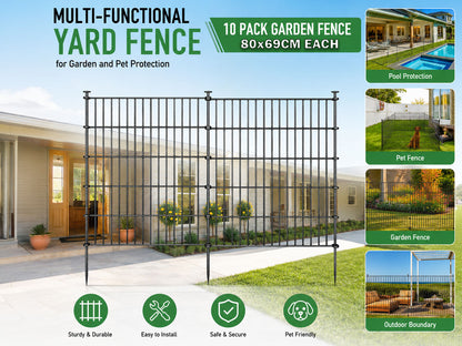 10 Pack Metal Garden Barrier Fence Animal Fence Panels,Garden Border