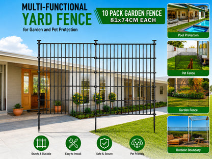 10 Pack Metal Garden Barrier Fence Animal Fence Panels,Garden Border