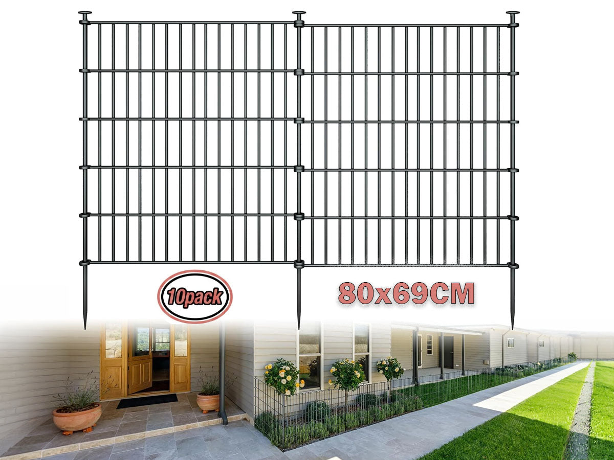 10 Pack Metal Garden Barrier Fence Animal Fence Panels,Garden Border