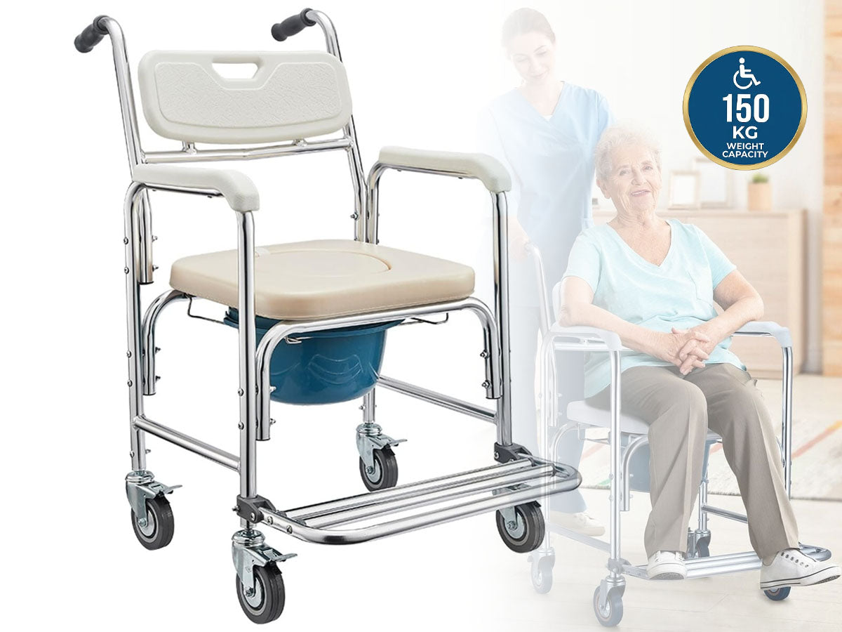 Mobile Shower Toilet Commode Chair