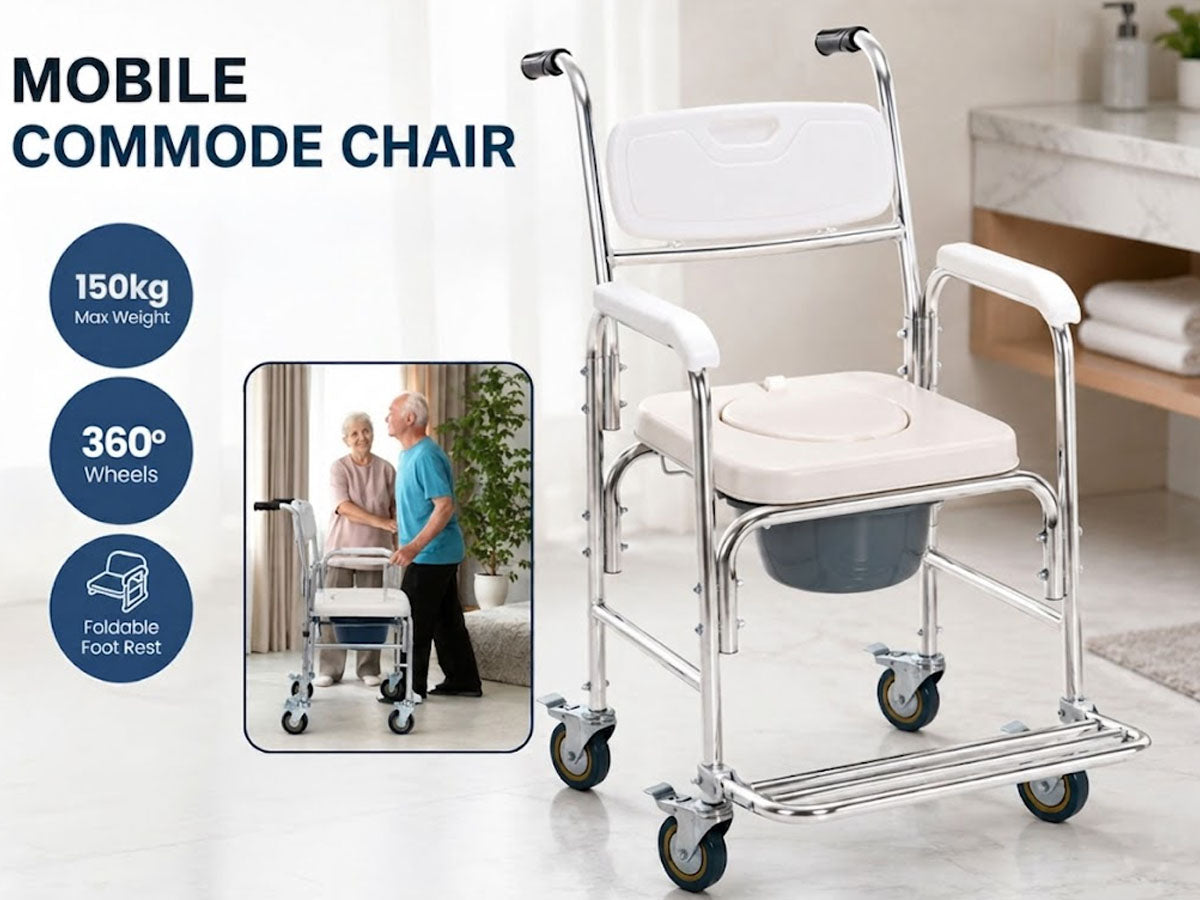 Mobile Shower Toilet Commode Chair
