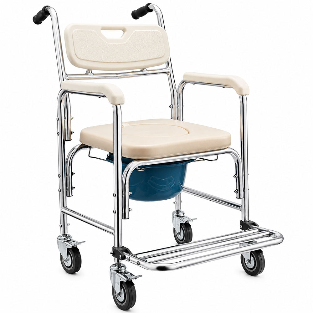 Mobile Shower Toilet Commode Chair