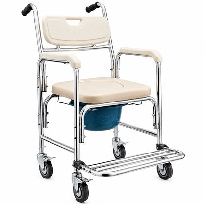Mobile Shower Toilet Commode Chair