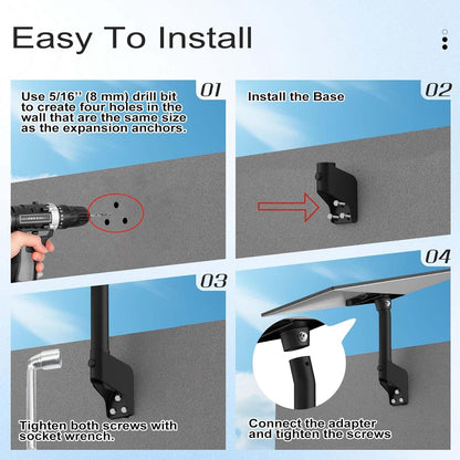 Starlink Gen 3 Mount, 360° Rotatable Roof & Wall Mount for V3 Starlink