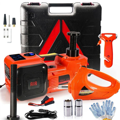 Electric Hydraulic Car Floor Jack 5 Ton 12V Built-in Tire Inflator Pump