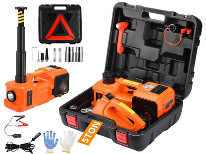 Electric Hydraulic Car Floor Jack 5 Ton 12V Built-in Tire Inflator Pump