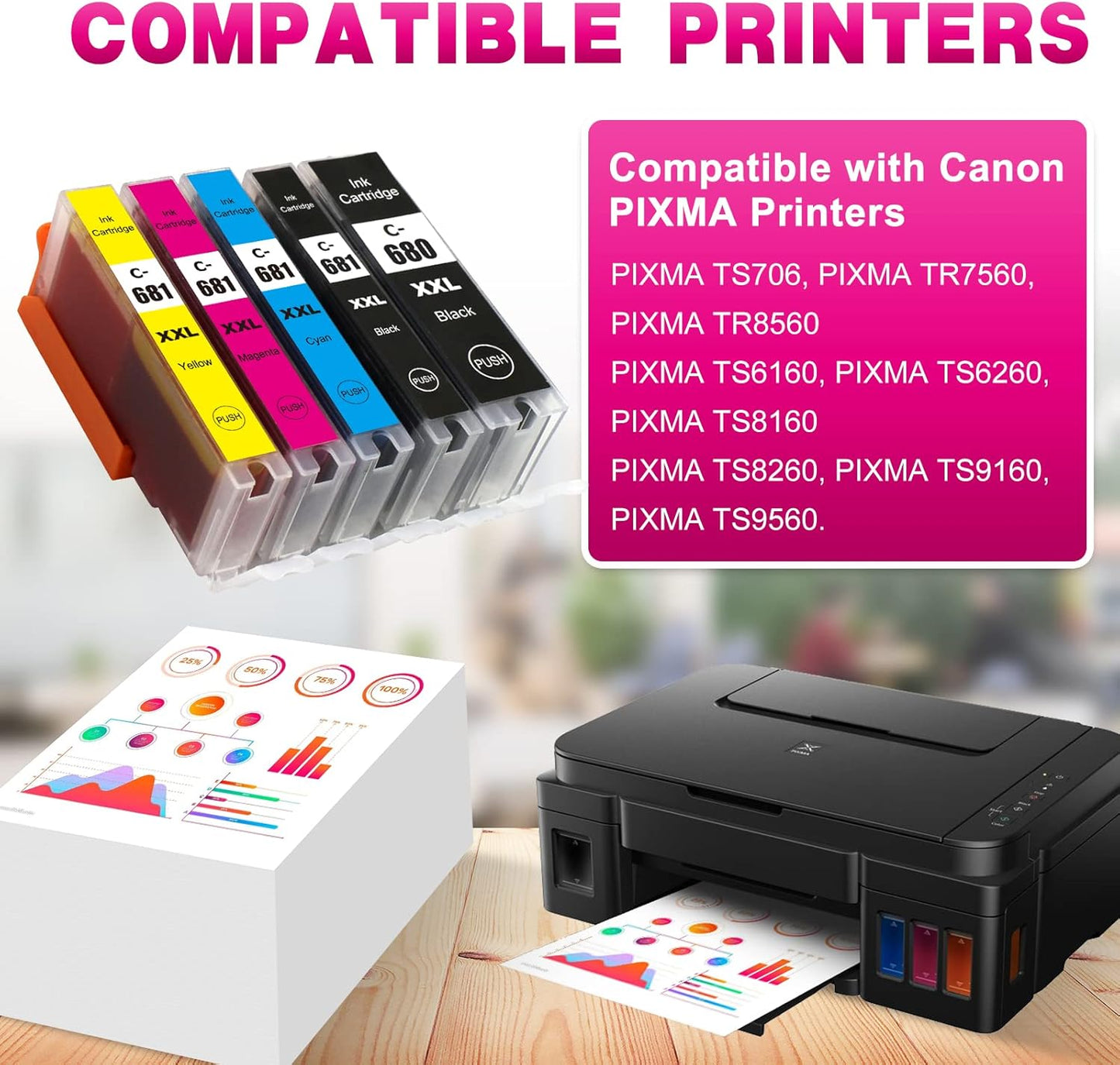 Canon Compatible Ink Cartridges PGI-680XXL CLI-681XXL TS9565 TR7560 TR8560
