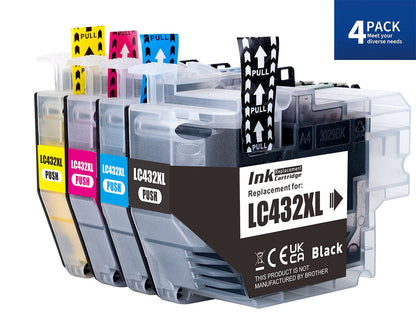LC432XL Compatible Set of 4 Bk/C/M/Y for Brother