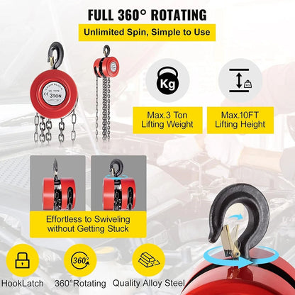 3M Chain Block & Tackle Hoist 3T