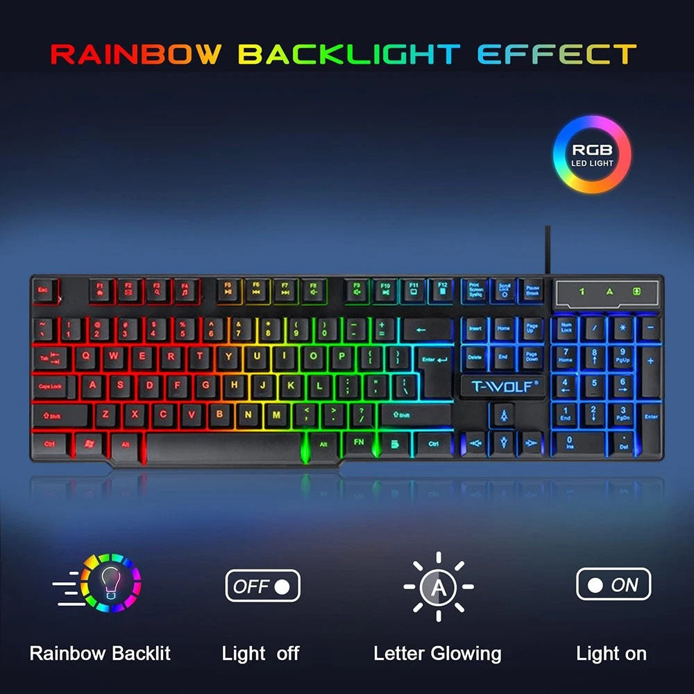 Gaming Keyboard Mouse Headphone Speaker Combo