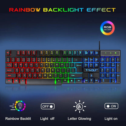 Gaming Keyboard Mouse Headphone Speaker Combo
