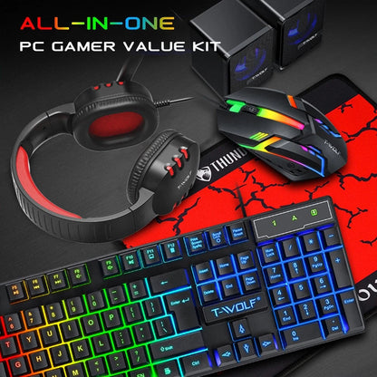 Gaming Keyboard Mouse Headphone Speaker Combo