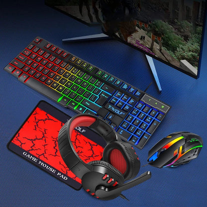 Gaming Keyboard Mouse Headphone Speaker Combo