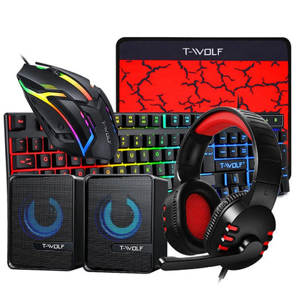 Gaming Keyboard Mouse Headphone Speaker Combo