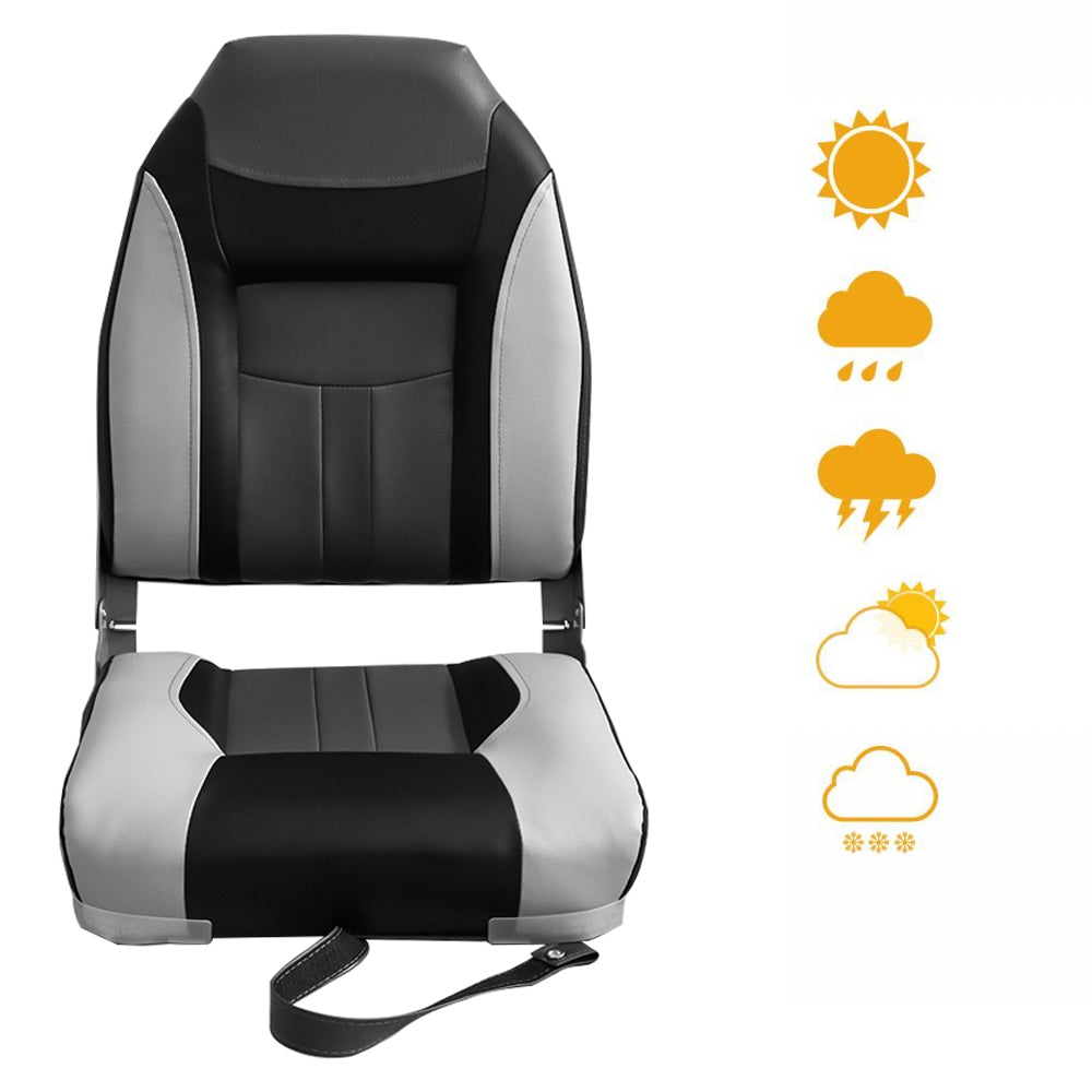 Boat Seats – 2PCS Folding Marine Helm Captain Chairs with Swivel Bases
